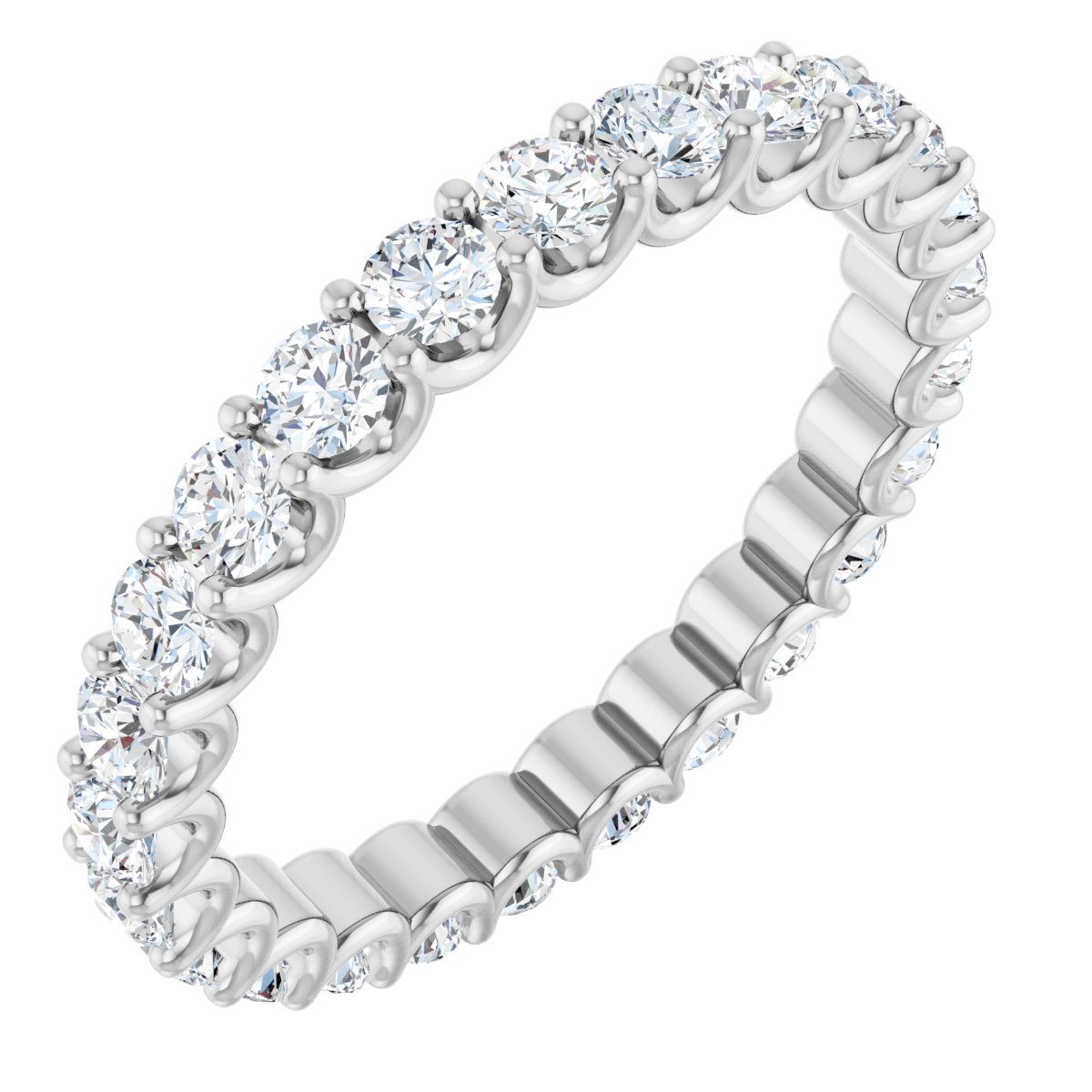 Round Shared Prong Eternity Band
