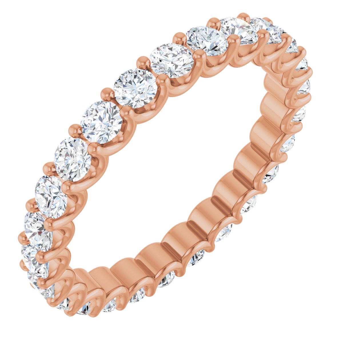 Round Shared Prong Eternity Band