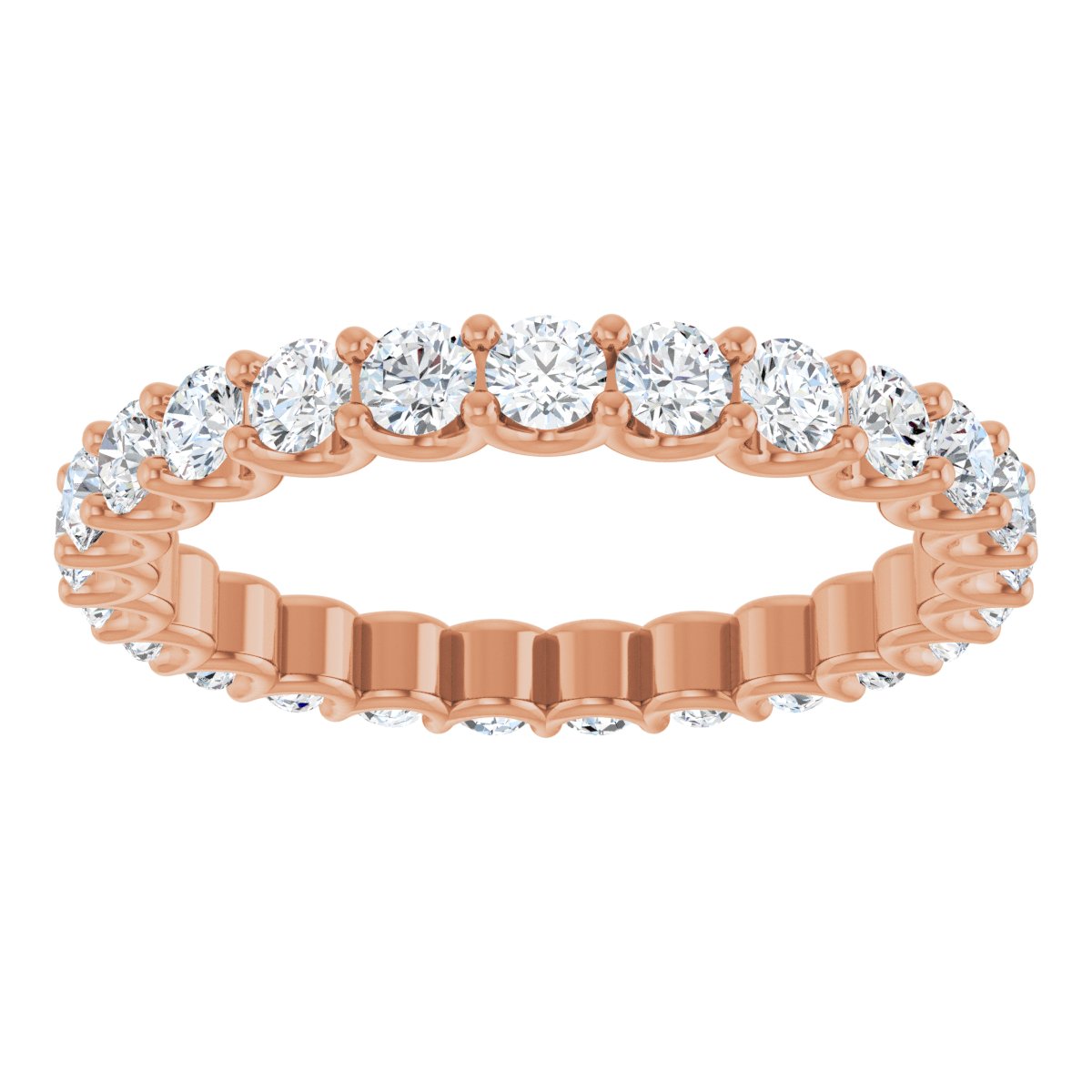 Round Shared Prong Eternity Band