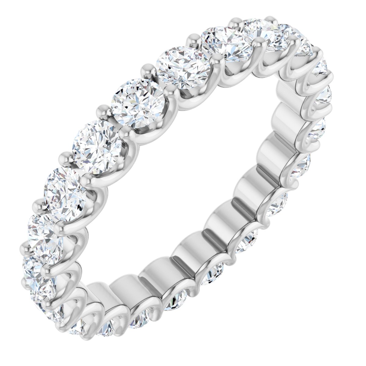 Round Shared Prong Eternity Band