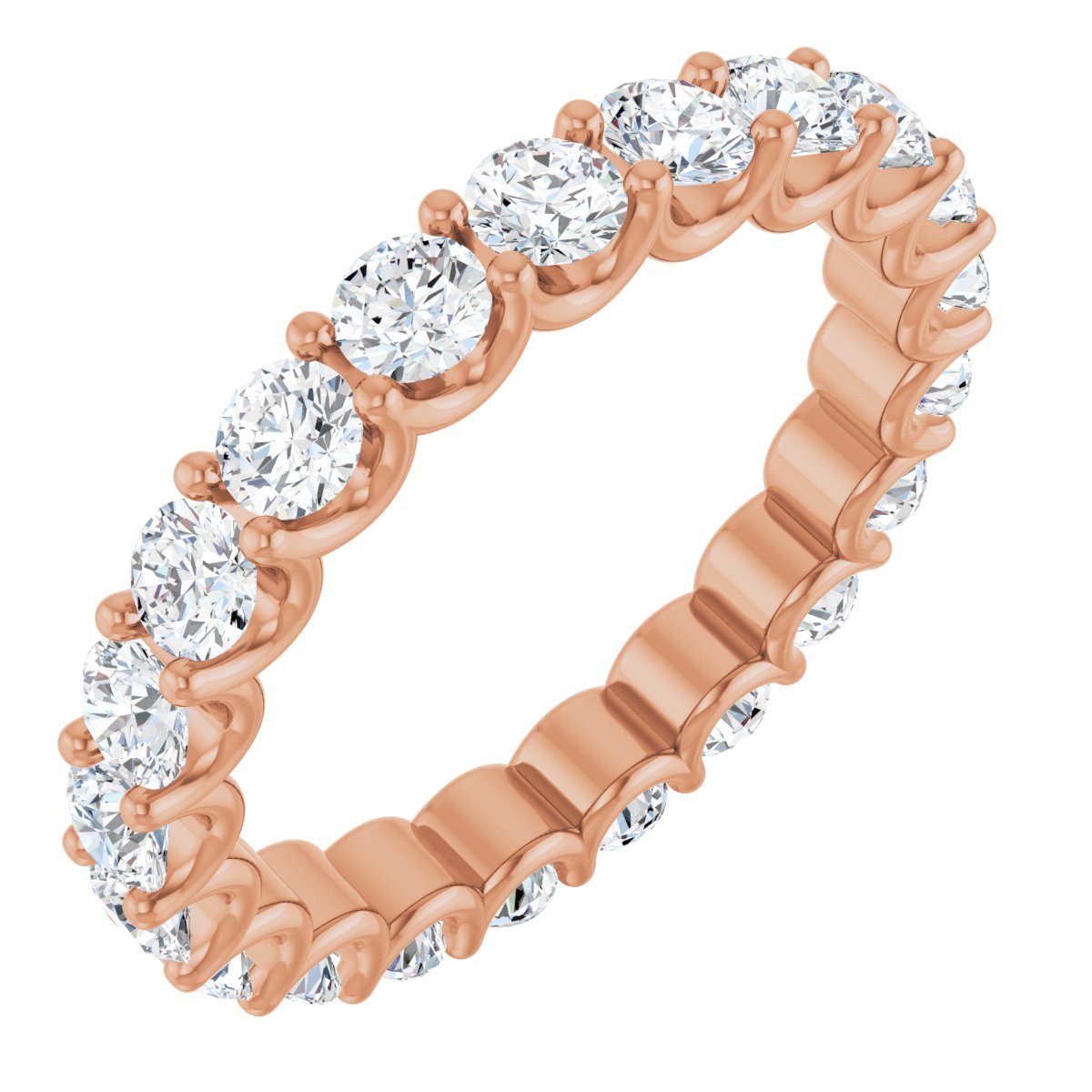 Round Shared Prong Eternity Band