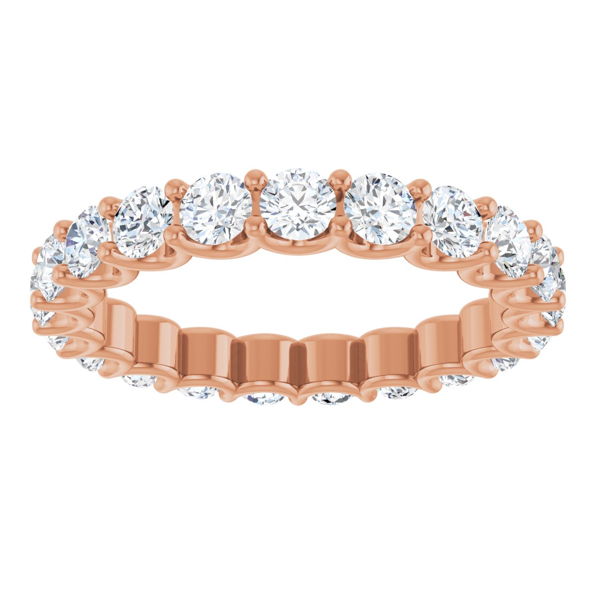 Round Shared Prong Eternity Band