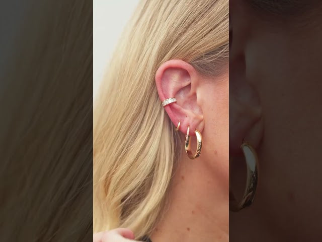 Accented Huggie Earrings - Natural Diamond