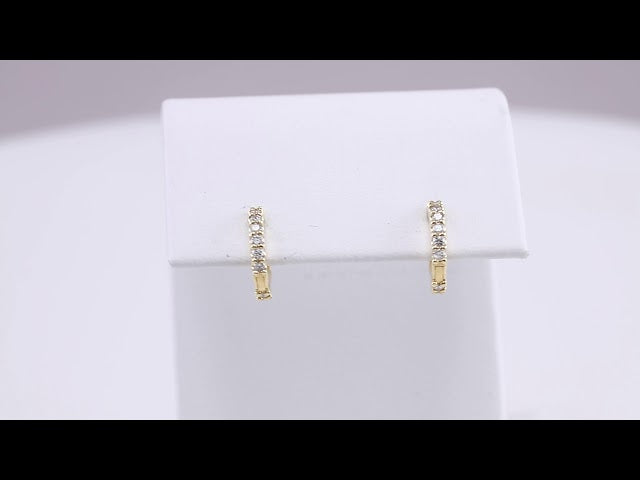 Accented Huggie Earrings - Natural Diamond