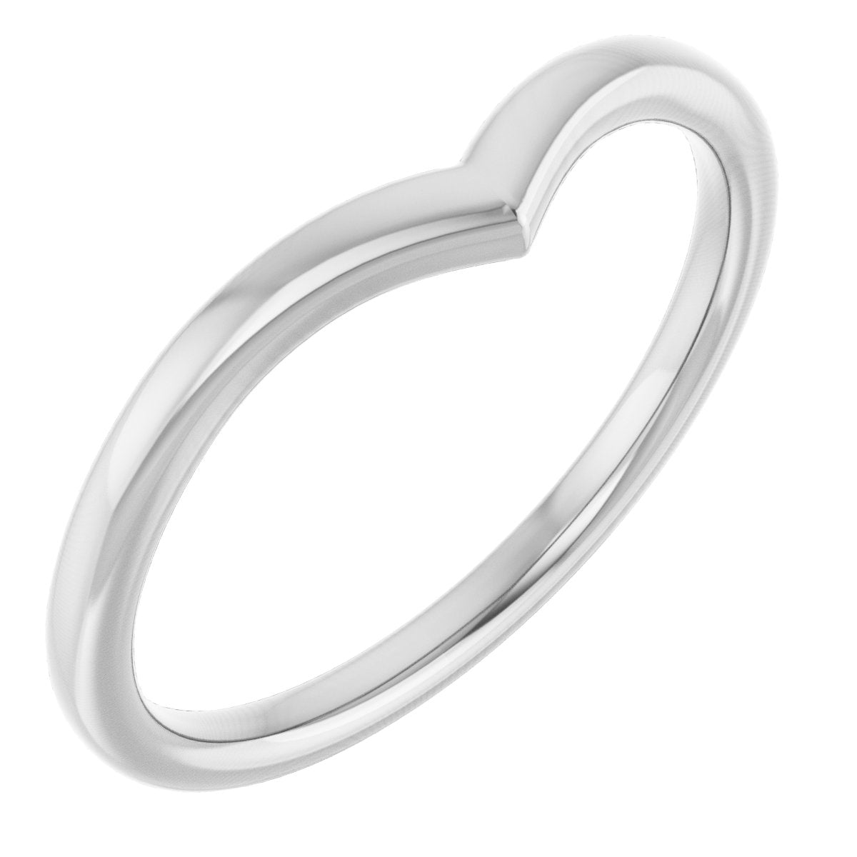 Slim Plain Contour Wedding Band in 14K White Gold
