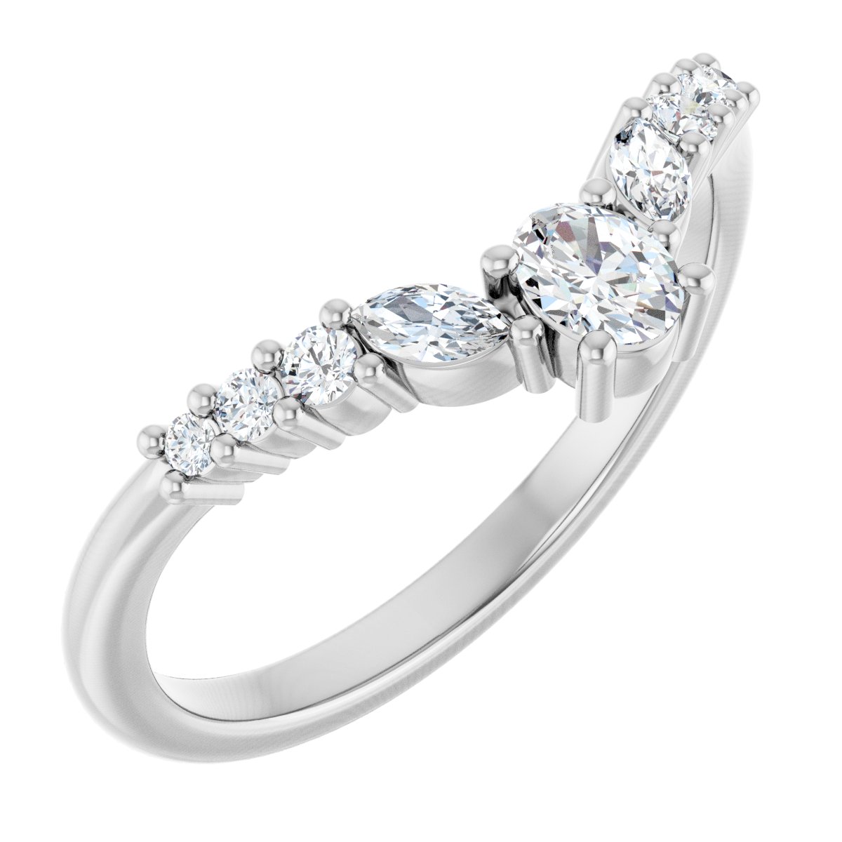 Statement Diamond Contour Wedding Band