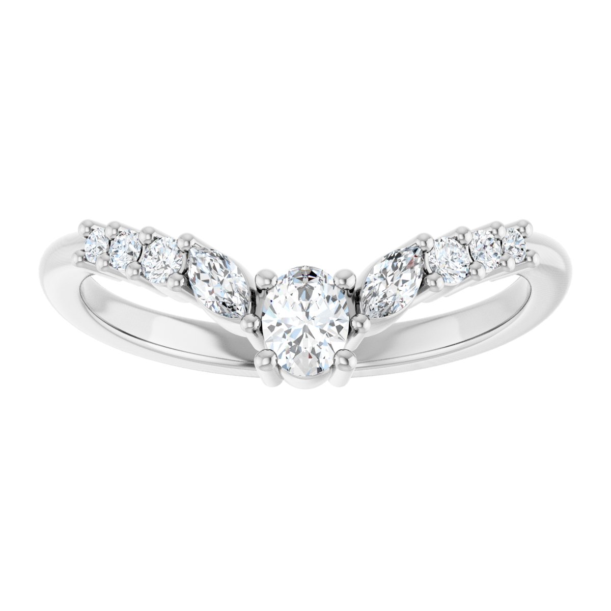 Statement Diamond Contour Wedding Band