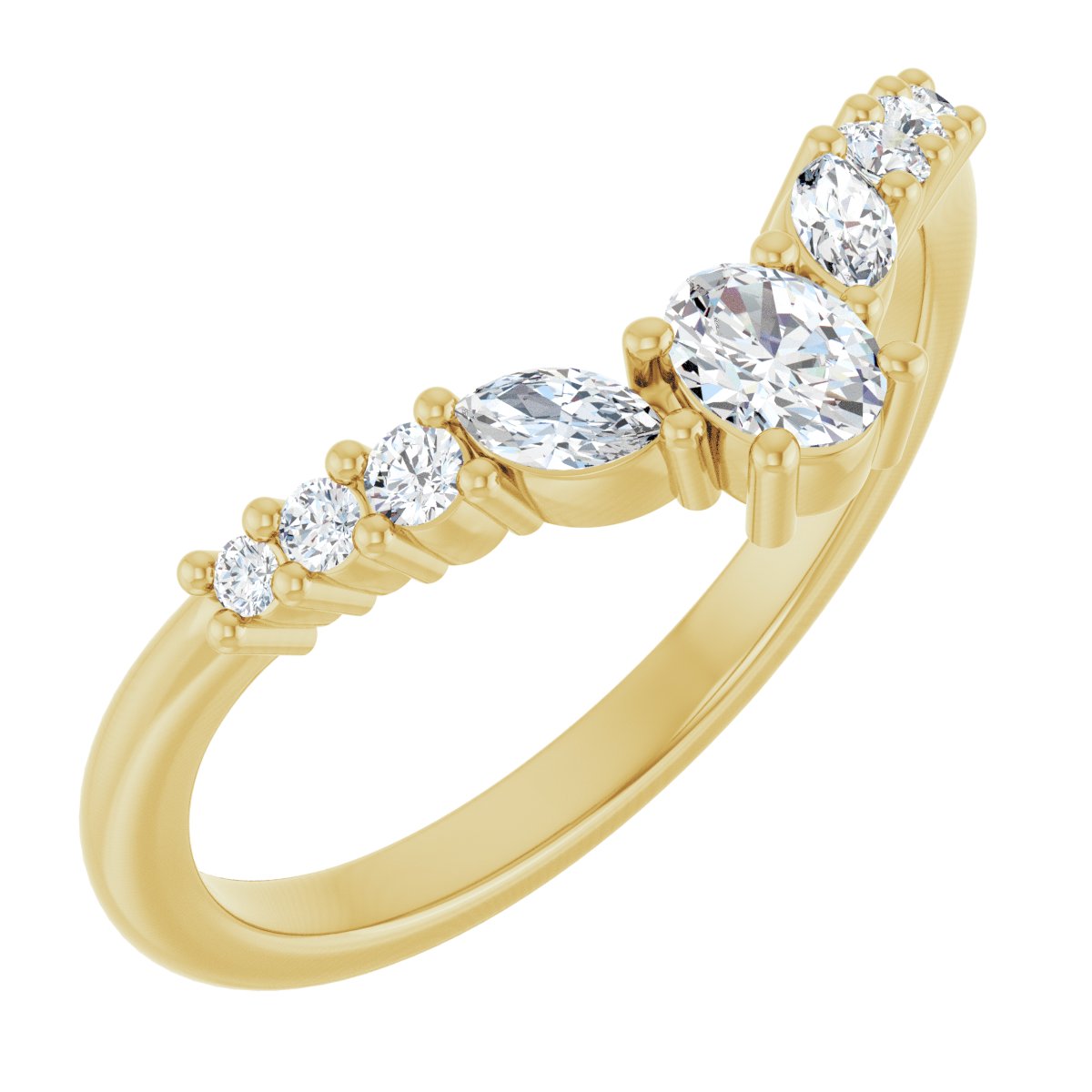 Statement Diamond Contour Wedding Band
