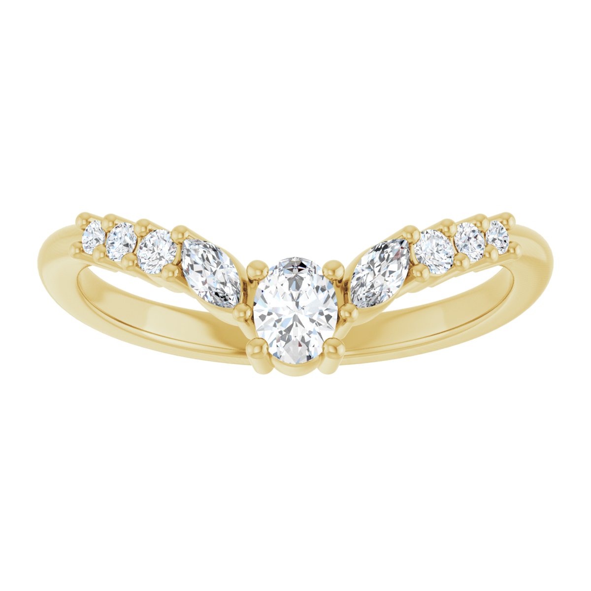 Statement Diamond Contour Wedding Band