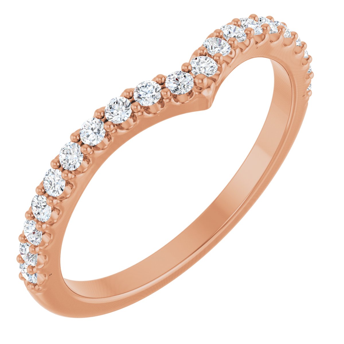 Steady Promise Diamond Curved Ring in 18K Rose Gold