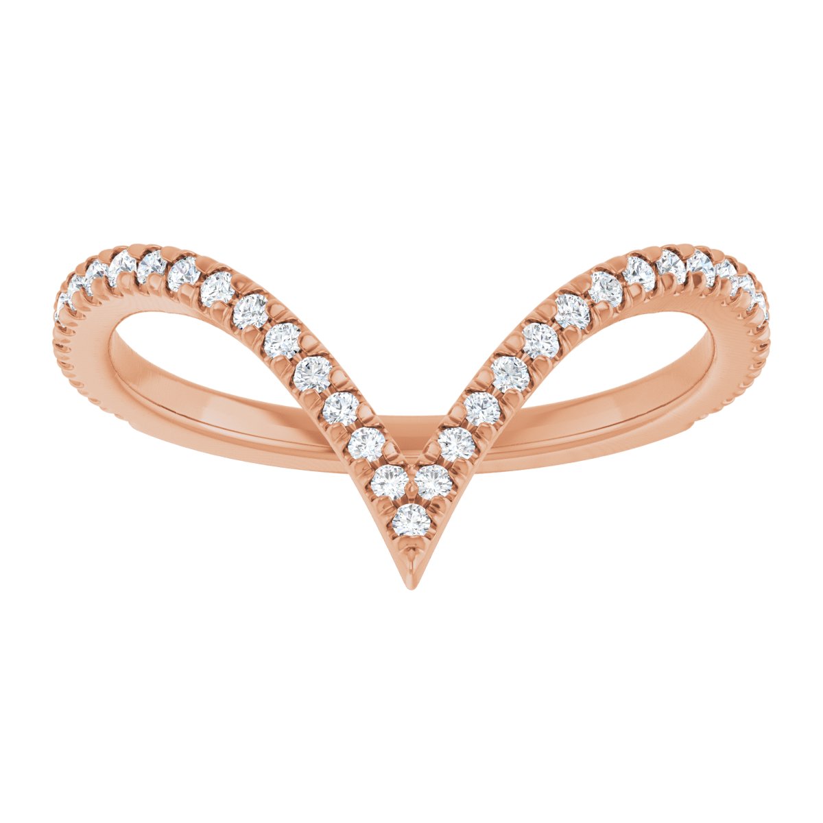 Sweeping Diamond Chevron Wedding Band