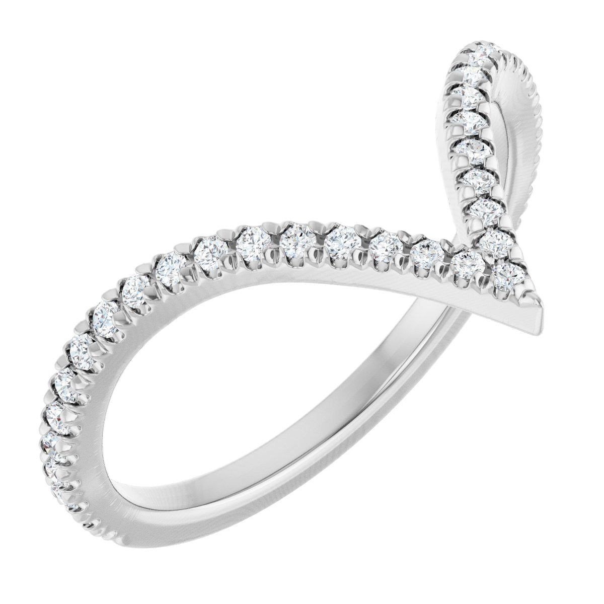 Sweeping Diamond Chevron Wedding Band