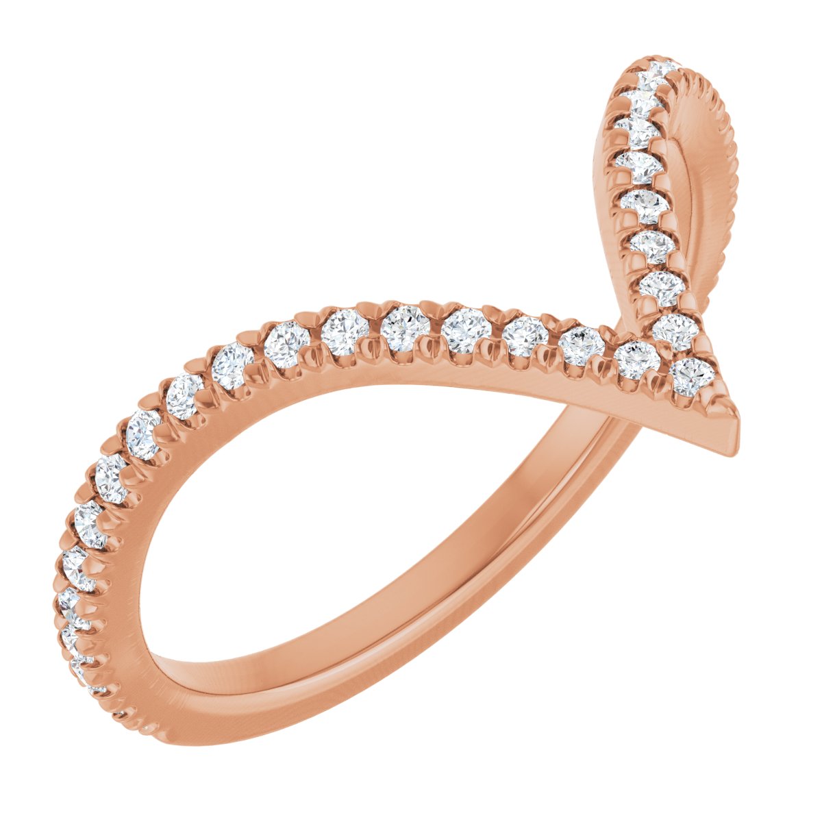 Sweeping Diamond Chevron Wedding Band in 18K Rose Gold