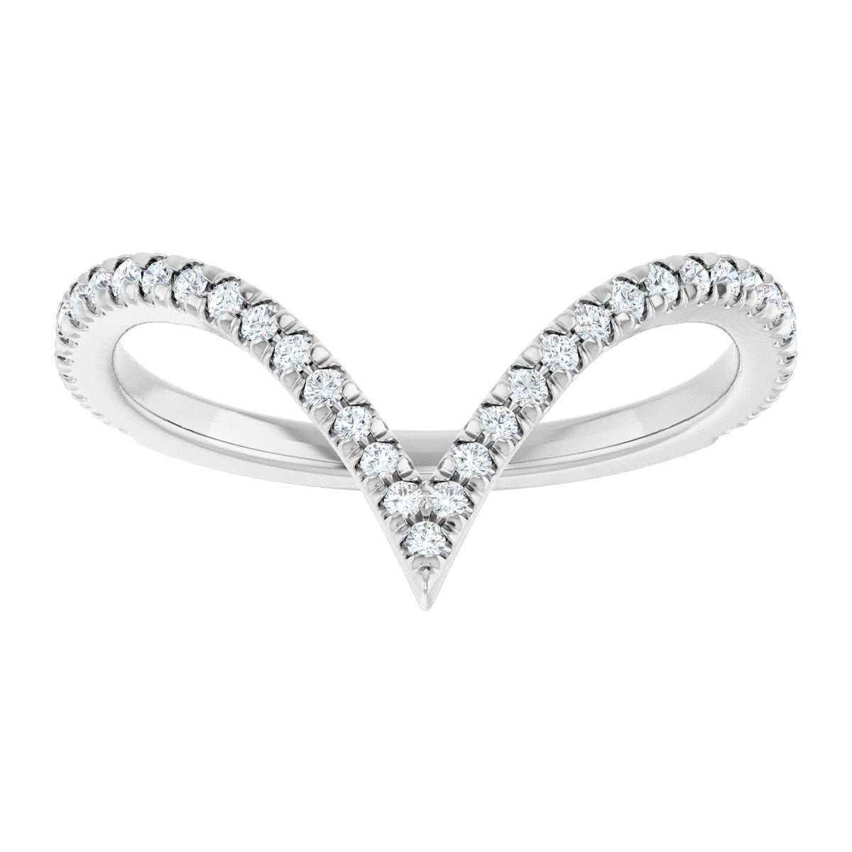 Sweeping Diamond Chevron Wedding Band