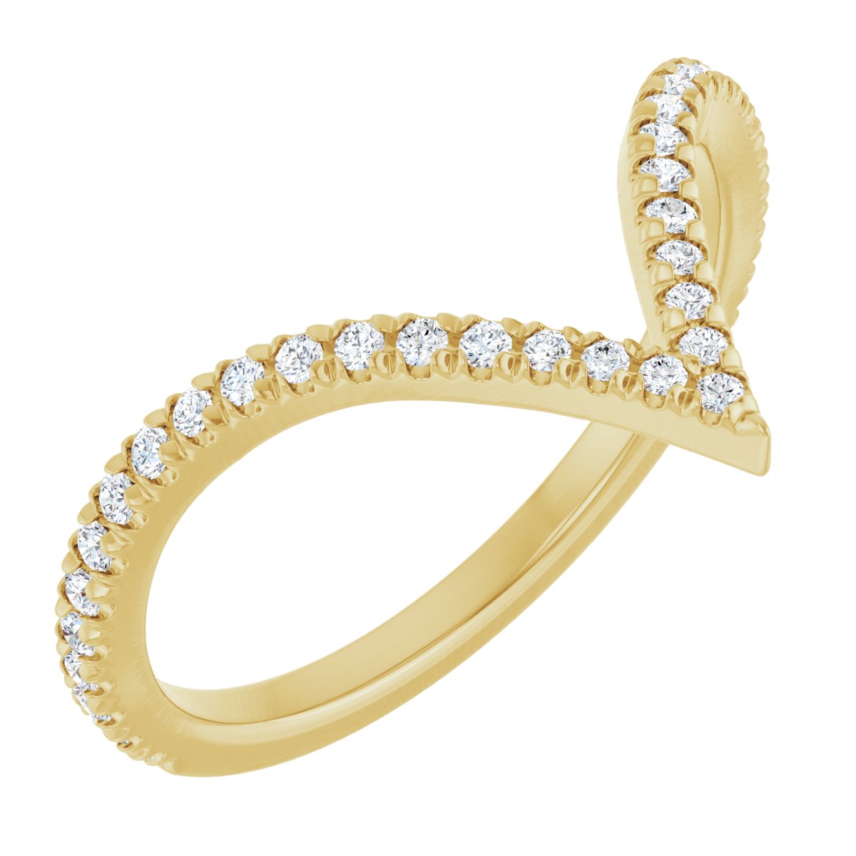 Sweeping Diamond Chevron Wedding Band