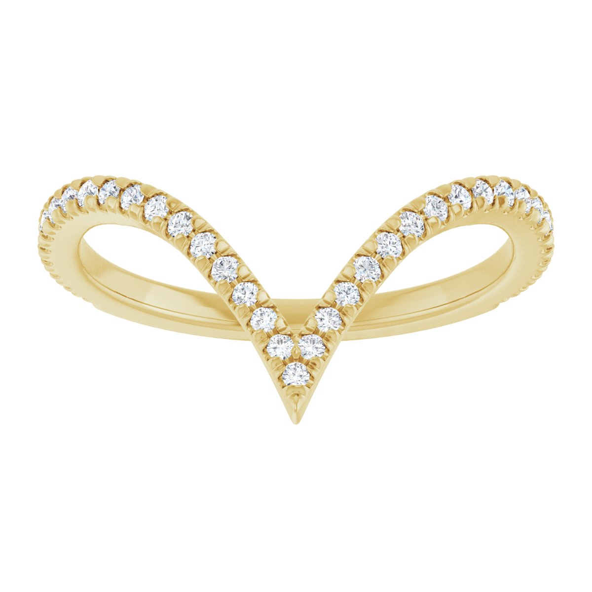 Sweeping Diamond Chevron Wedding Band