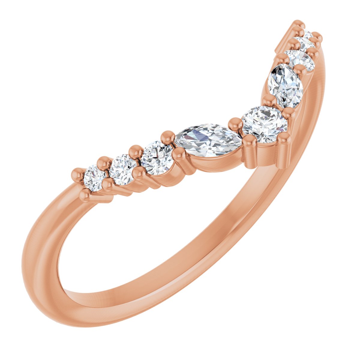 Tender Embrace Diamond Curved Ring in 18K Rose Gold