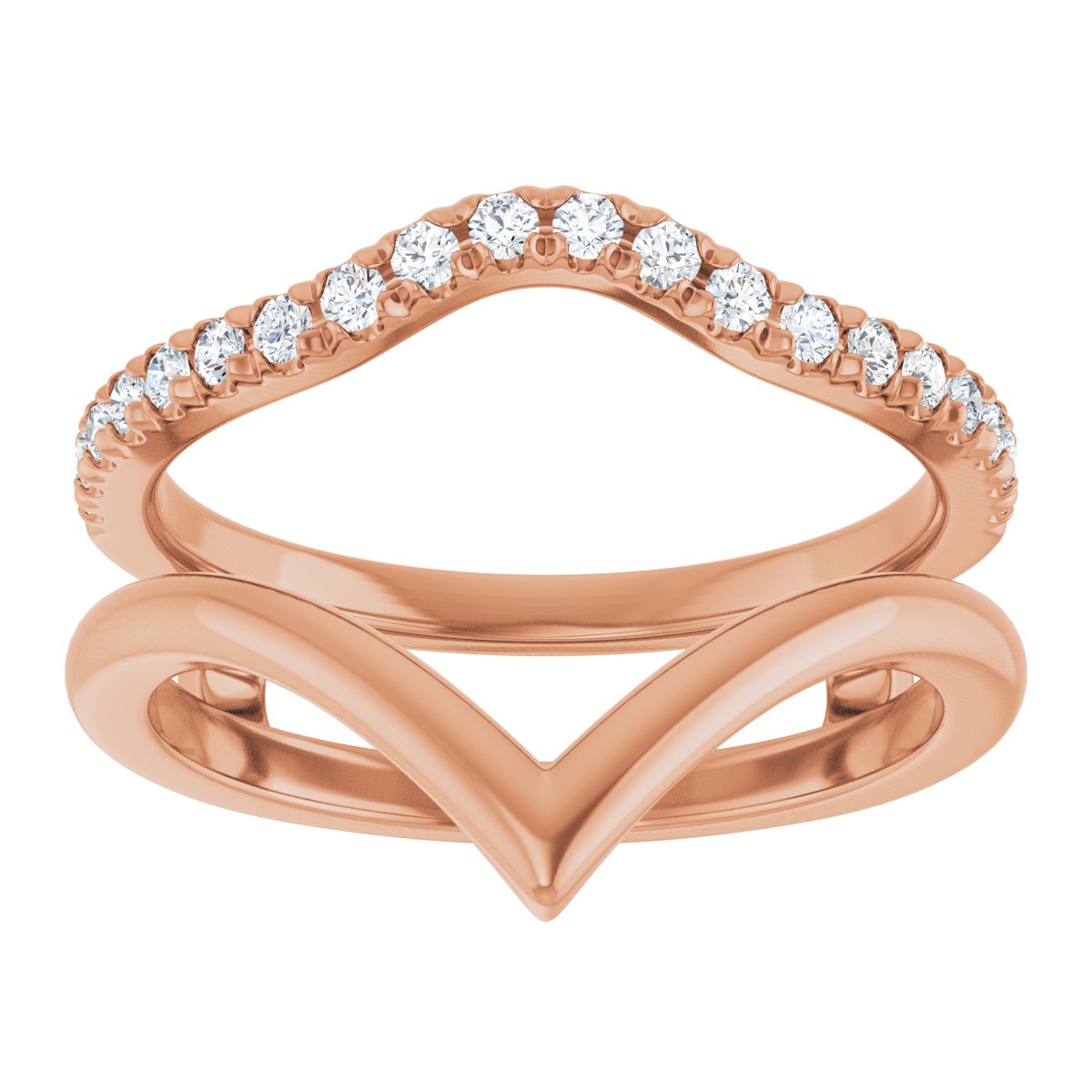 Twin Vow Diamond Chevron Wedding Set