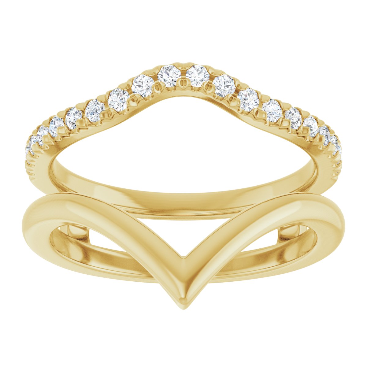 Twin Vow Diamond Chevron Wedding Set