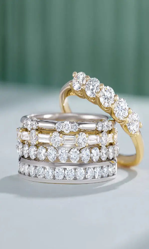 Women's diamond eternity rings and contoured wedding bands near Waltham MA
