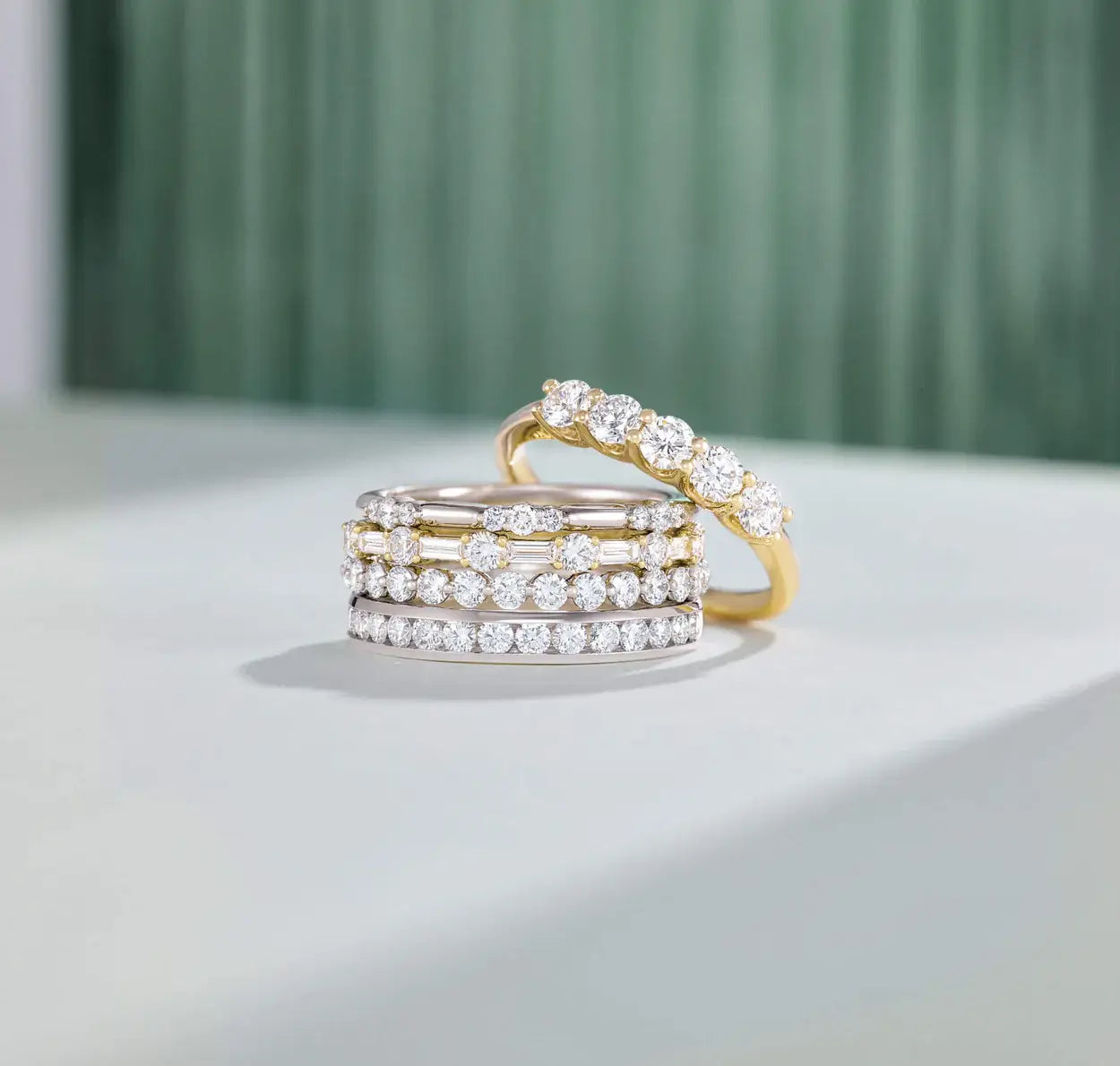Women's diamond eternity rings and contoured wedding bands near Waltham MA