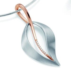 Silver two tone leaf pendant