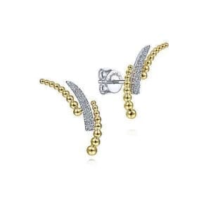 curved bar diamond earrings
