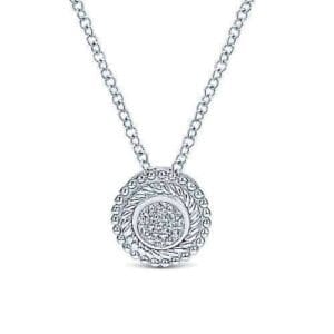 925 Silver round Diamond cluster pendant