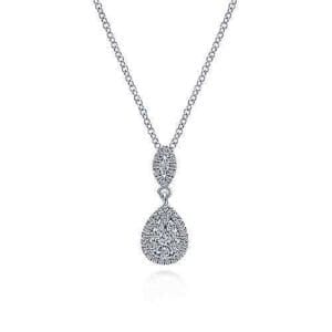 white gold pear shaped diamond necklace