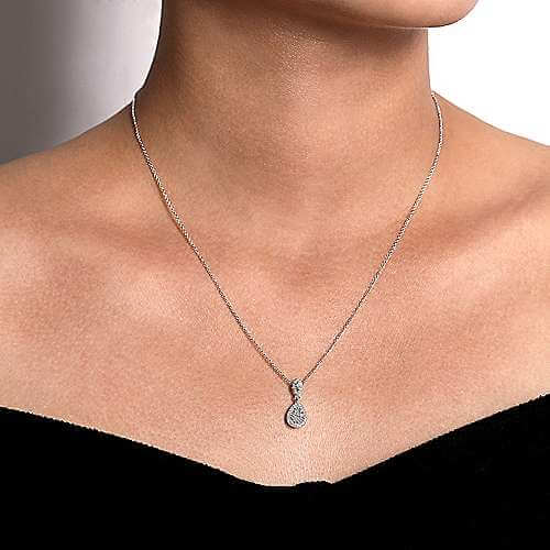white gold pear shaped diamond necklace