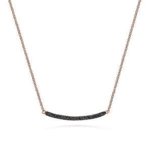 rose gold black diamond bar necklace