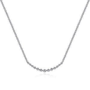 white gold curve bar diamond necklace