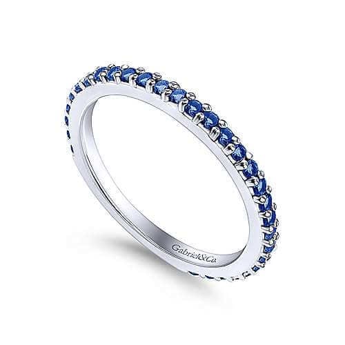 blue sapphire ladies white gold ring