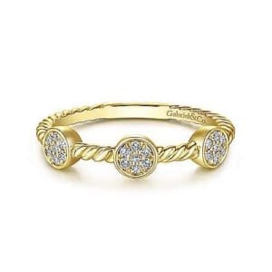 yellow gold twisted rope diamond ring