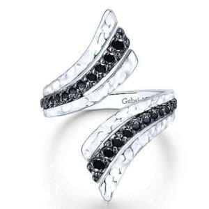 silver black spinel ring